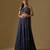 Navy Blue Embroidered Satin Tulle Lehenga Set