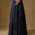 Navy Blue Embroidered Satin Tulle Lehenga Set