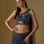 Navy Blue Embroidered Satin Tulle Lehenga Set