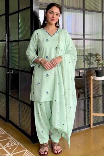 Light-green chanderi embroidered palazzo set