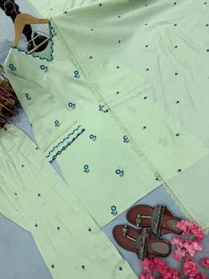 Light-green chanderi embroidered palazzo set 2