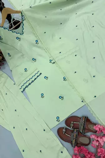 Light-green chanderi embroidered palazzo set