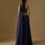 Navy Blue Embroidered Satin Tulle Lehenga Set