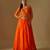 Orange Embroidered Organza Satin Tulle Indo Western Lehenga Set