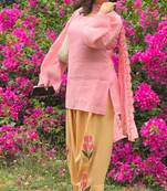 Pink cotton poly embroidered farshi salwar set