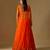 Orange Embroidered Organza Satin Tulle Indo Western Lehenga Set