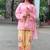 Pink cotton poly embroidered farshi salwar set