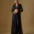 Black embroidered satin tulle jacket set