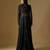 Black embroidered satin tulle jacket set