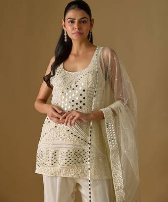 Ivory embroidered satin tulle sharara set 2