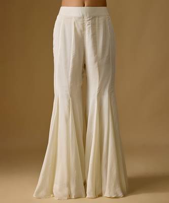 Ivory embroidered satin tulle sharara set 3