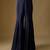 Navy blue embroidered satin tulle sharara set