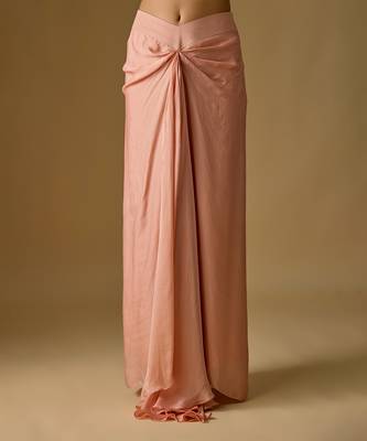 Rose gold embroidered satin tulle drape skirt set 4