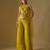 Yellow embroidered satin tulle sharara set