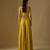 Yellow embroidered satin tulle sharara set