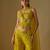 Yellow embroidered satin tulle sharara set