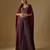 Wine embroidered satin tulle sharara cape set