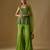 Olive green embroidered satin tulle sharara set
