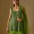 Olive green embroidered satin tulle sharara set