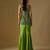Olive green embroidered satin tulle sharara set