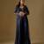 Navy blue embroidered satin tulle jacket sharara set