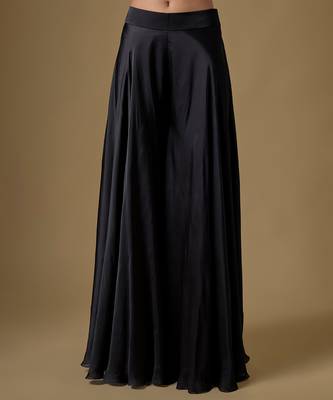 Black embroidered satin tulle jacket sharara set 2