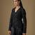 Black embroidered satin tulle jacket sharara set