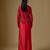 Red embroidered satin tulle jacket drape skirt set