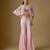 Baby pink embroidered satin tulle sharara cape set