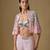 Baby pink embroidered satin tulle sharara cape set