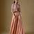 Rose gold embroidered satin tulle sharara cape set