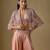 Rose gold embroidered satin tulle sharara cape set