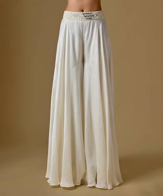 Ivory embroidered satin tulle sharara cape set 4