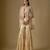 Beige embroidered satin tulle sharara cape set