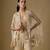 Beige embroidered satin tulle sharara cape set