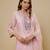 Blush pink embroidered chanderi muslin organza kurta set