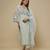 Mint green embroidered chanderi muslin organza kurta set