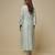 Mint green embroidered chanderi muslin organza kurta set