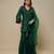 Emerald green embroidered chanderi organza sharara set
