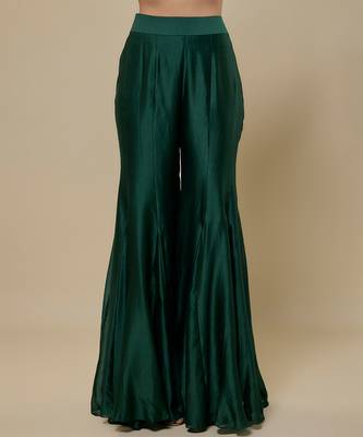 Emerald green embroidered chanderi organza sharara set 3