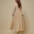 Beige embroidered chanderi muslin organza anarkali set