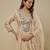 Beige embroidered chanderi muslin organza anarkali set