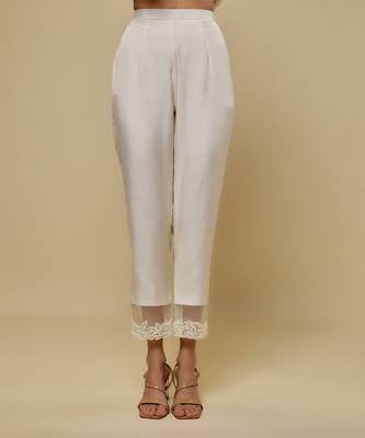Ivory embroidered chanderi muslin organza anarkali set 3