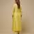 Butter yellow embroidered chanderi muslin organza kurta set