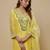 Butter yellow embroidered chanderi muslin organza kurta set