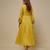 Yellow embroidered chanderi muslin organza anarkali set