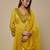 Yellow embroidered chanderi muslin organza anarkali set