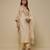 Beige embroidered chanderi muslin organza kurta set