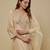 Beige embroidered chanderi muslin organza kurta set