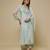 Mint green embroidered chanderi muslin organza anarkali set